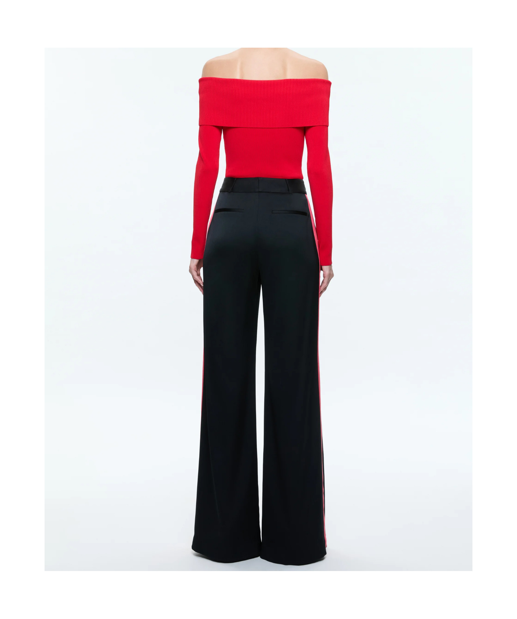 Alice And Olivia Strapless Knitted Top In Ruby Colour