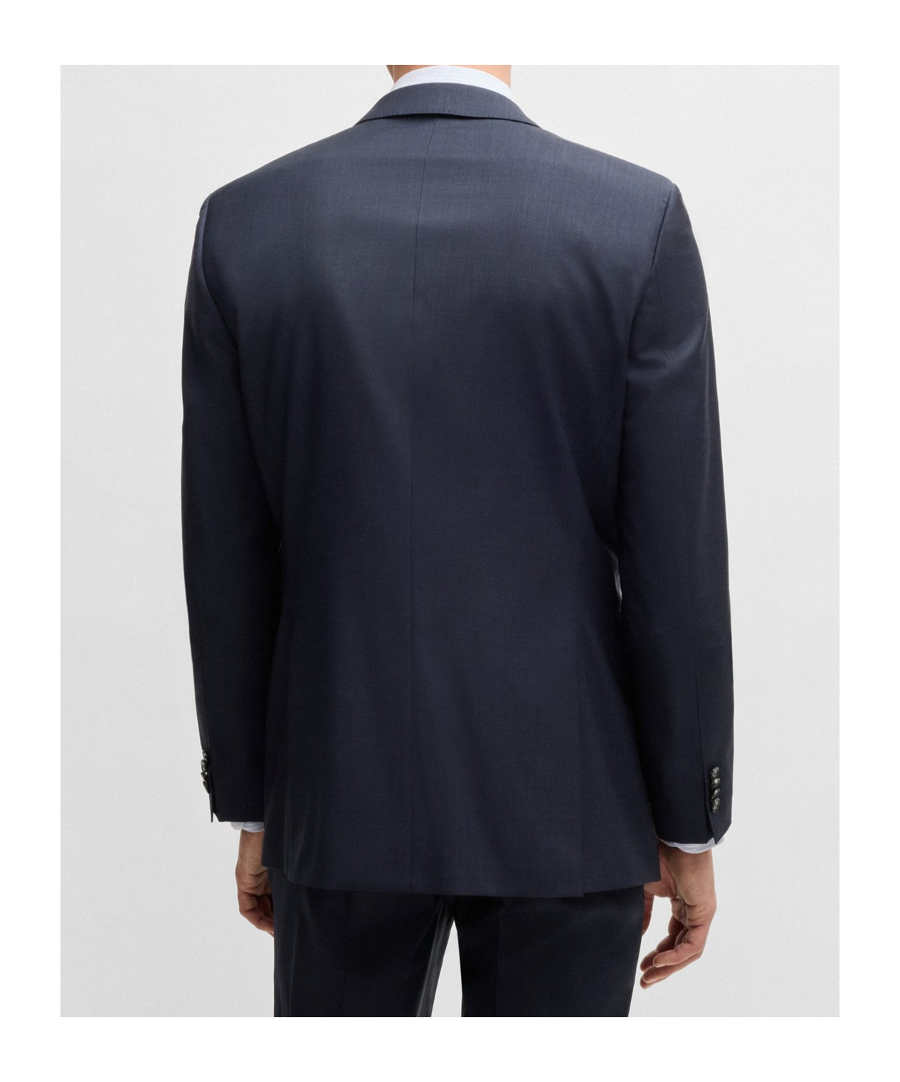 Hugo Boss Regular-fit Suit In Checked Stretch Wool In Dark Blue