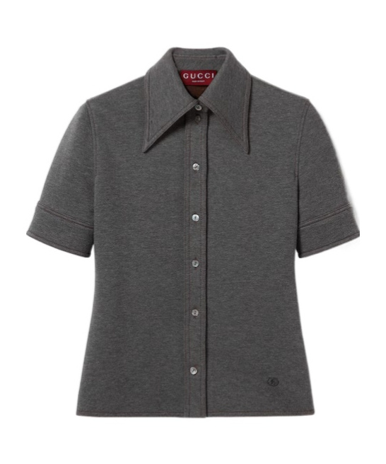Gucci Wool Cotton Jersey Shirt In Gray