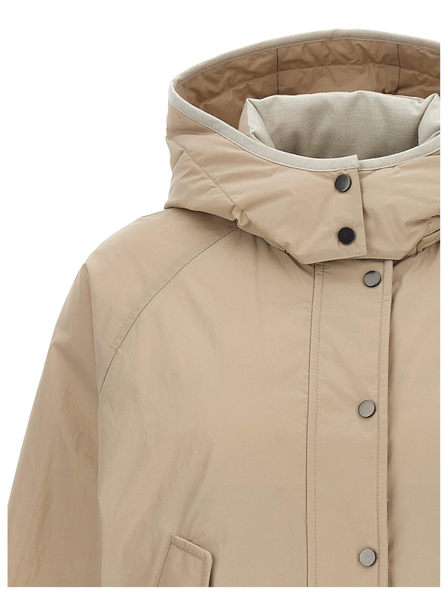 Brunello Cucinelli Cropped High Collar Quilted Jacket In Neutral