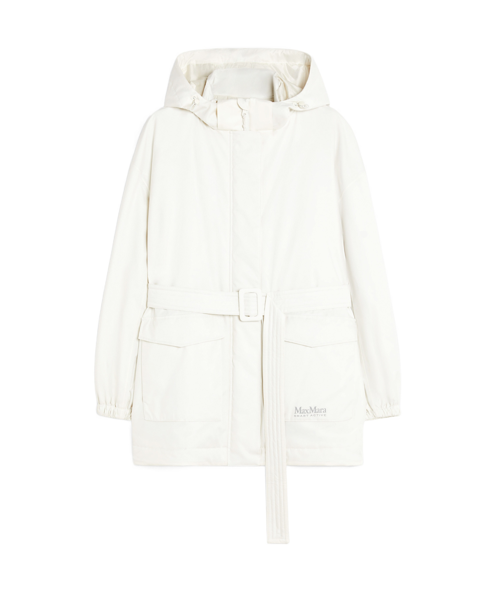Max Mara Technology Twill Parka Coat In White