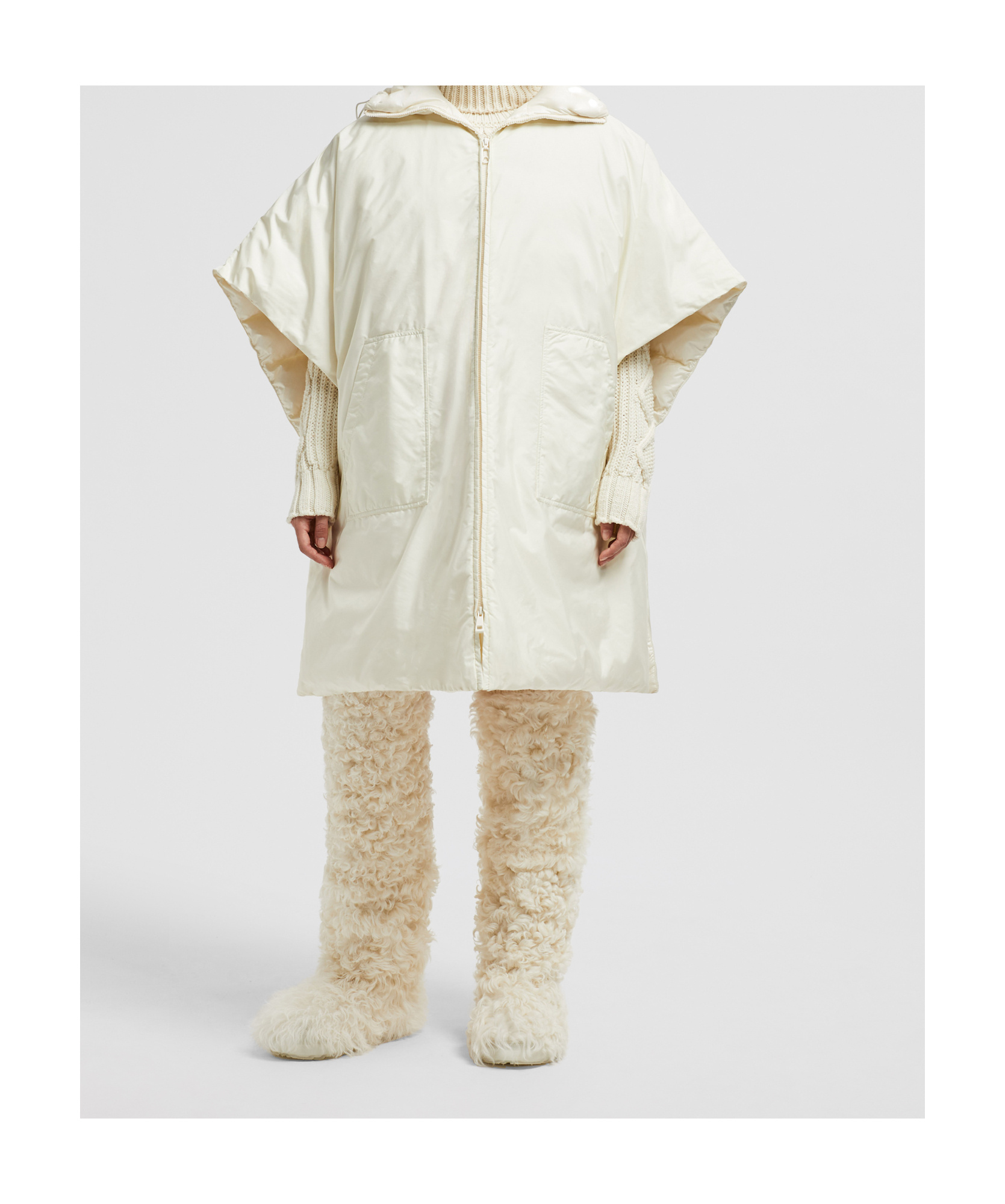 Moncler Hooded And Padded Cape In White