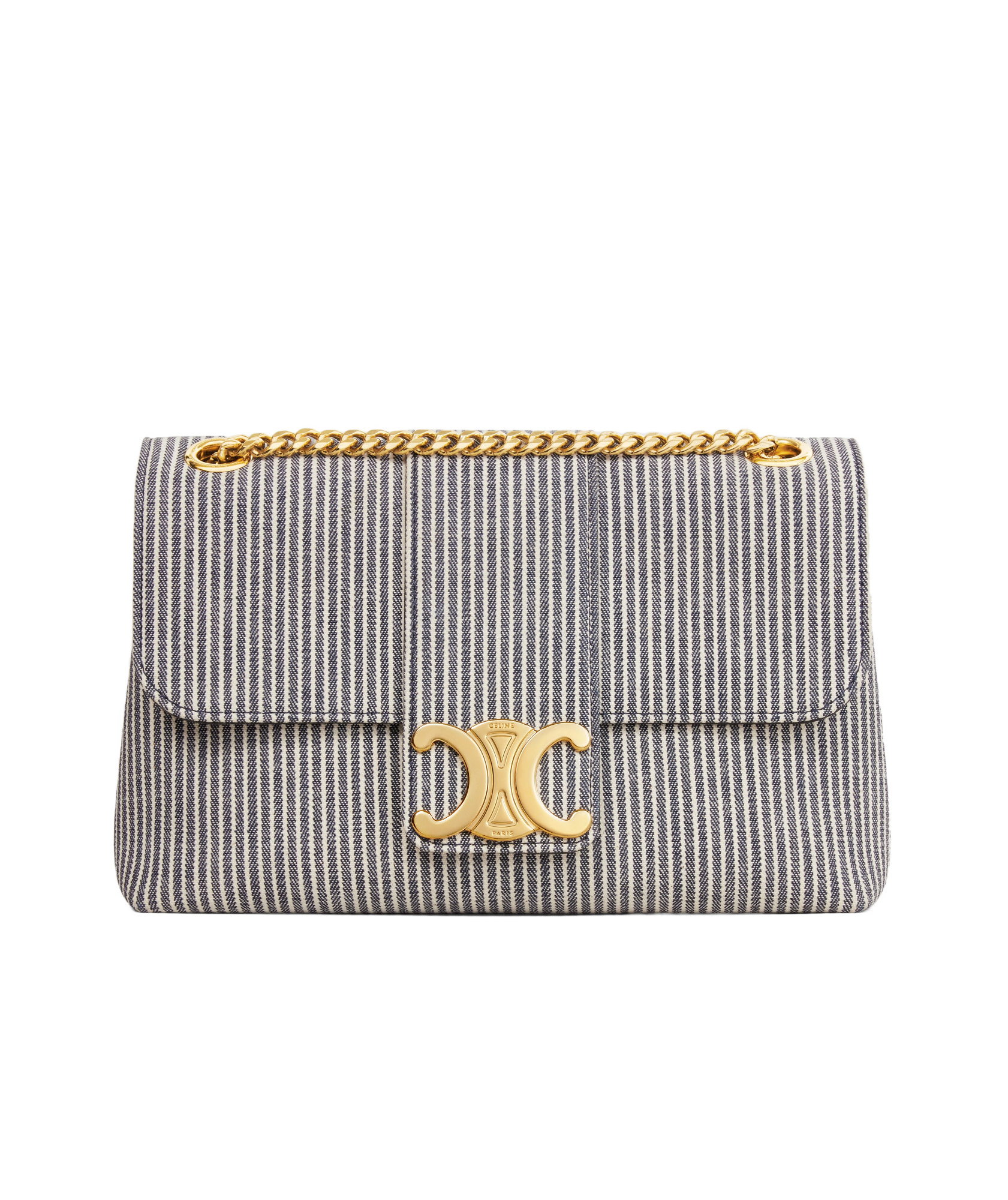 Celine Medium Victoire Bag In Striped Textile