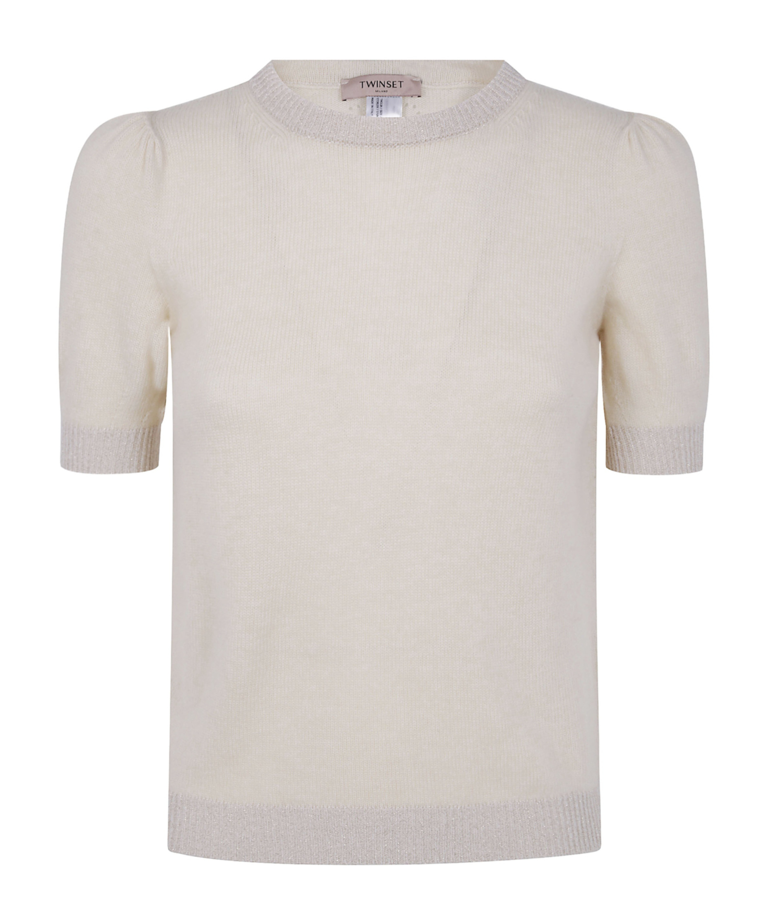 Twinset Short-sleeved Knitted Sweater In Neutral