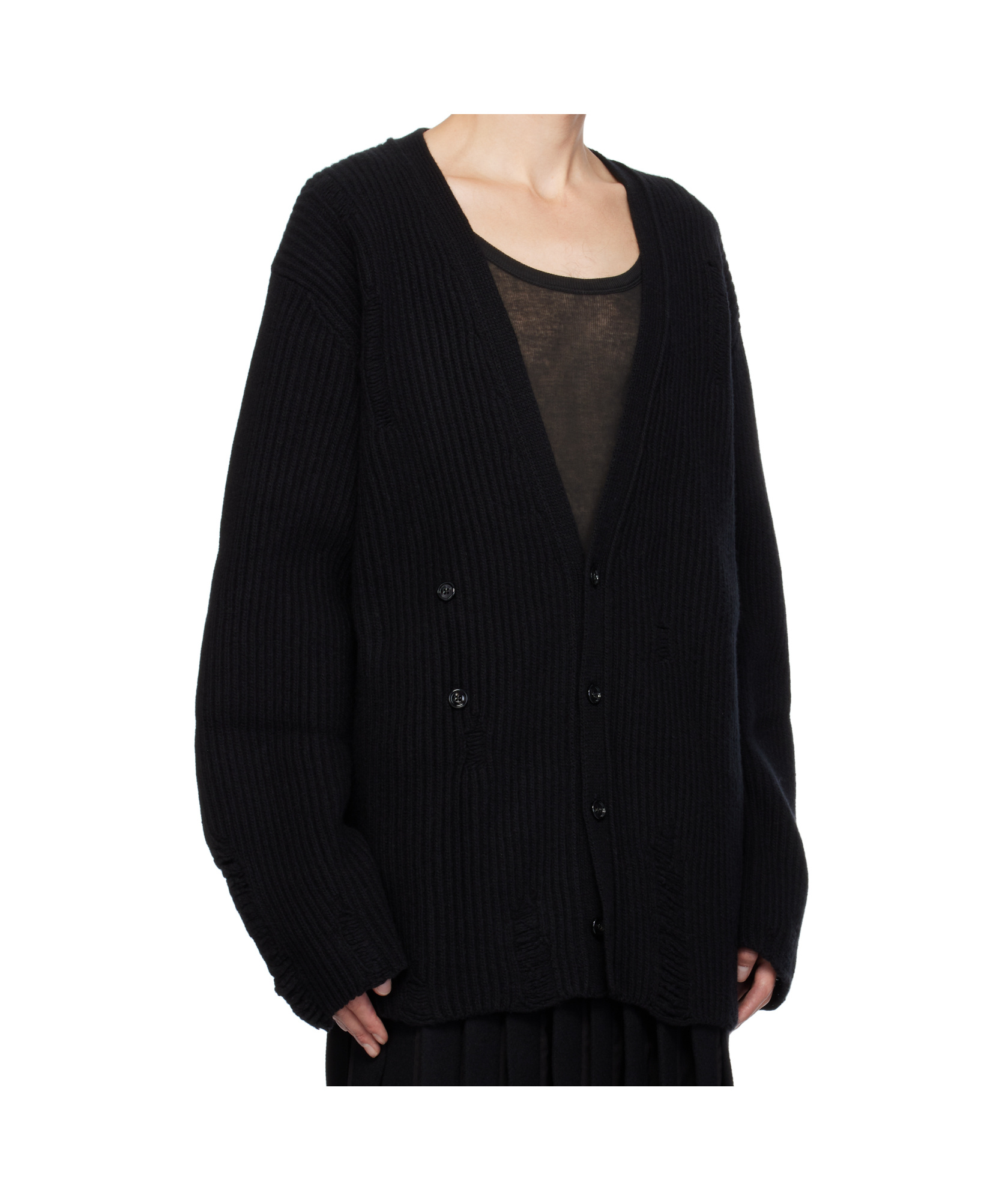 Ann Demeulemeester Rib Knitted Cardigan In Black