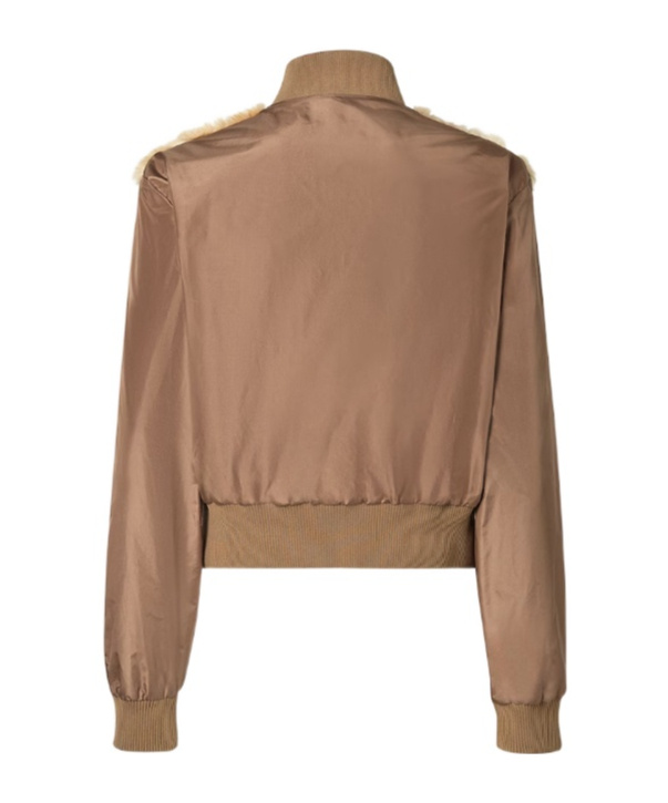 Fendi Brown Mink And Taffeta Bomber Jacket In Multi