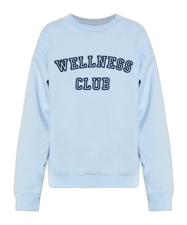 Sporty And Rich Wellness Club Flocked Crewneck Sweatshirt In Blue