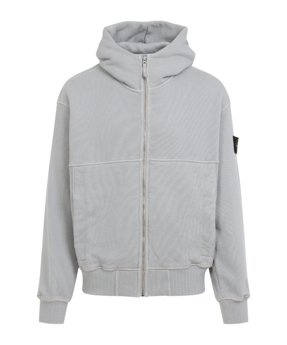 Stone Island Hooded Sweatshirt With Ribbed Cuffs And Hem In Gray