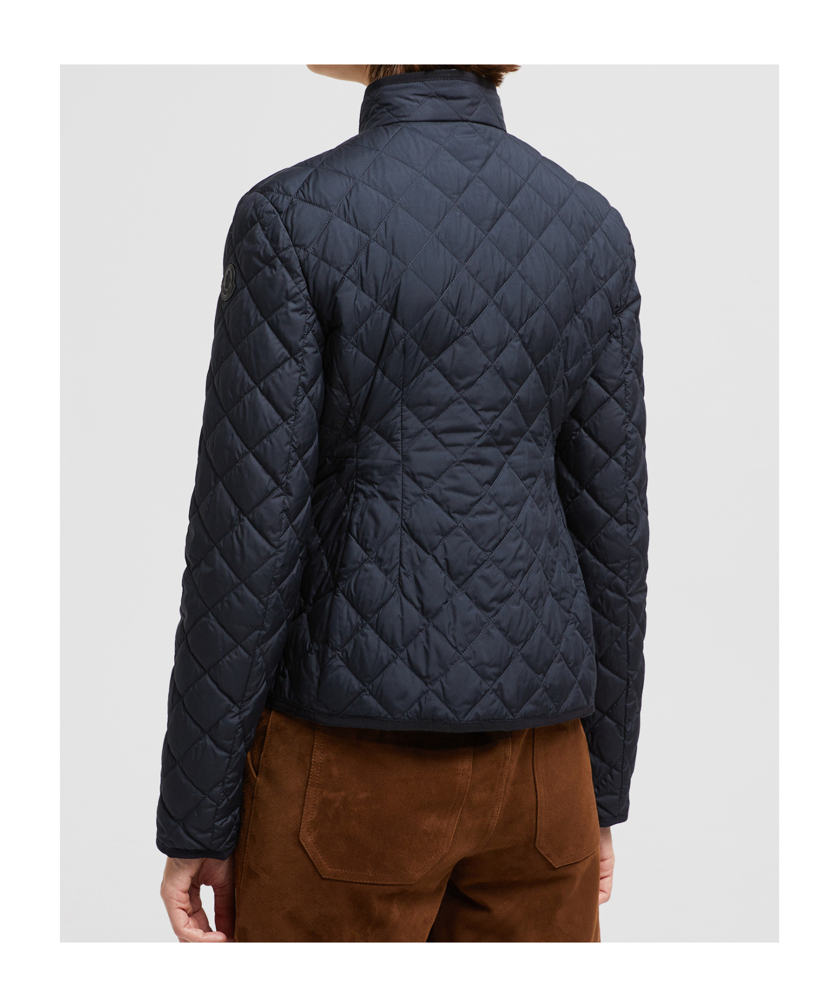 Moncler High-collar Long-sleeved Down Jacket In Blue