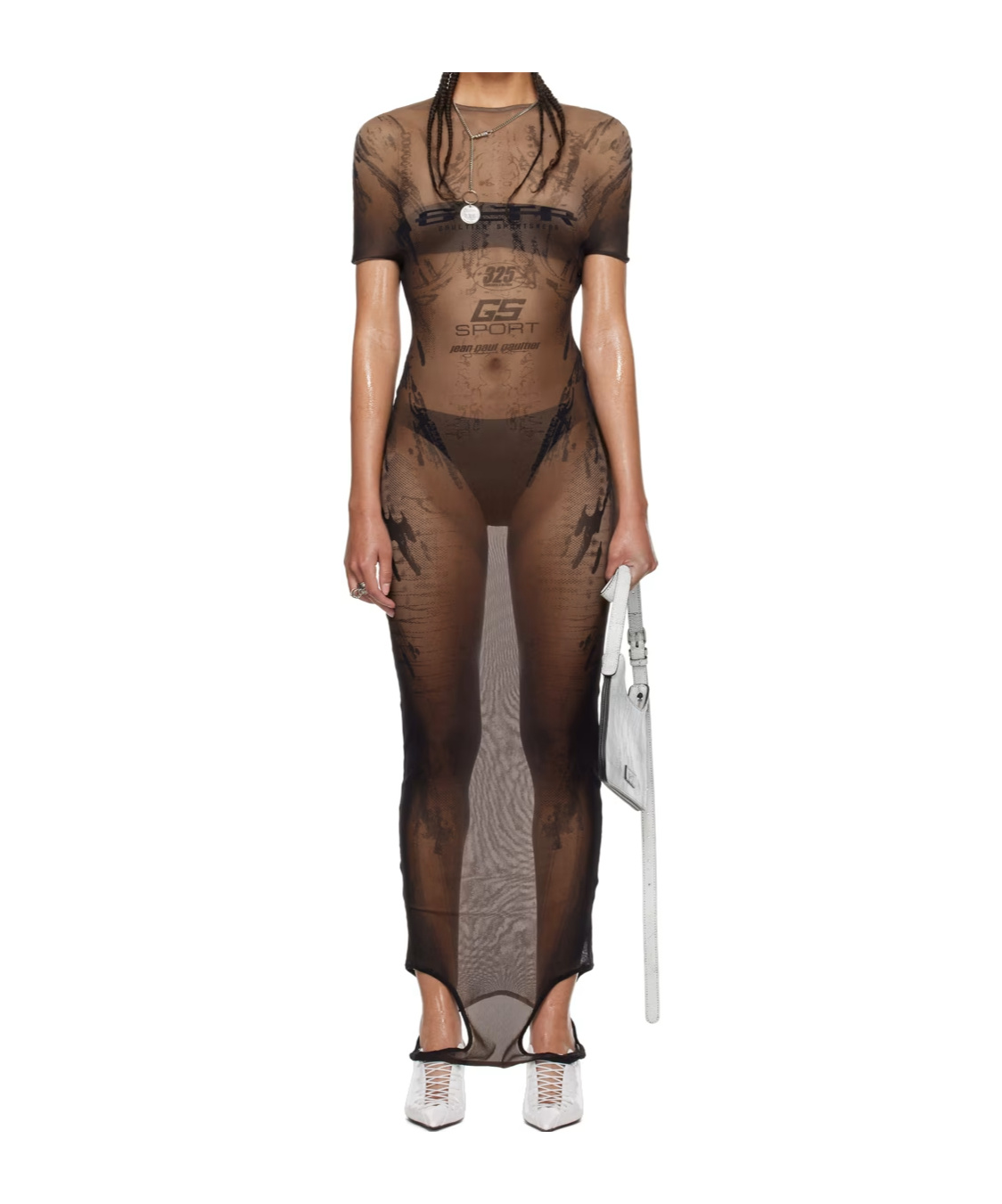 Jean Paul Gaultier Graphic Printed Maxi Dress In Black