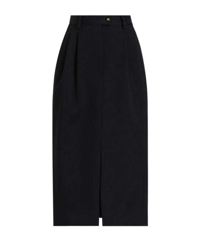 Dolce & Gabbana Pleat-detail Midi Skirt In Black