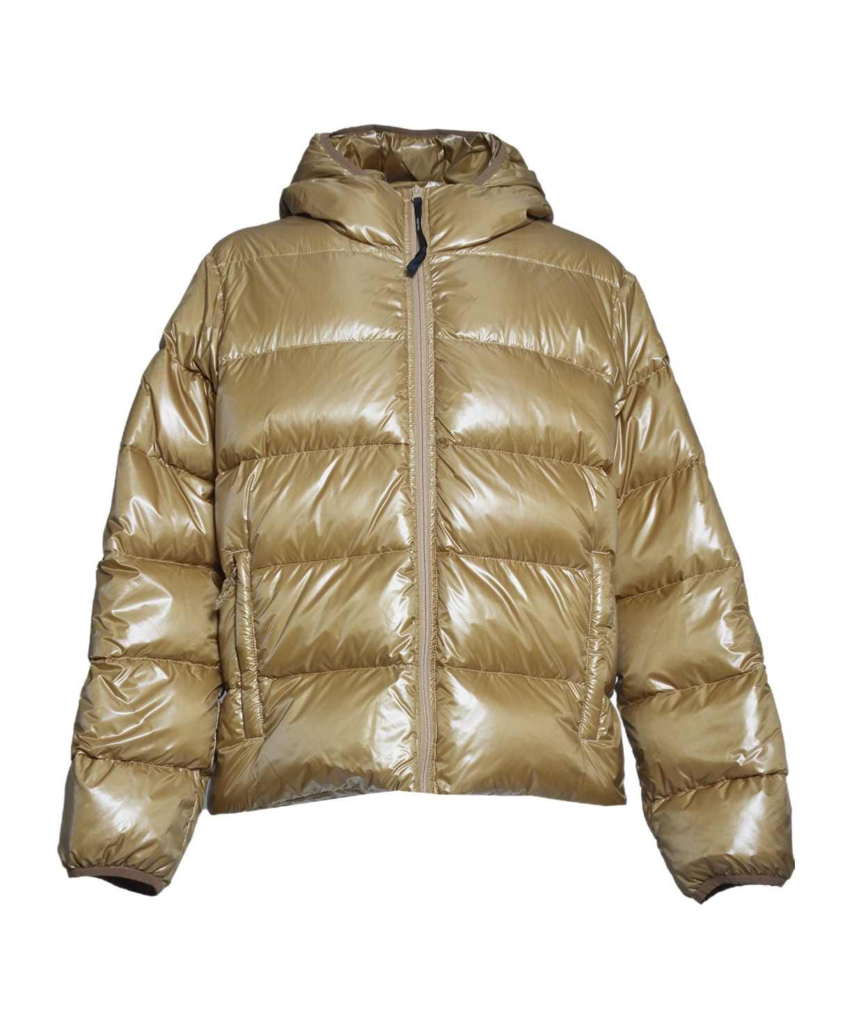 Aspesi Budd Puffer Jacket In Shiny Beige Fabric In Multicolor