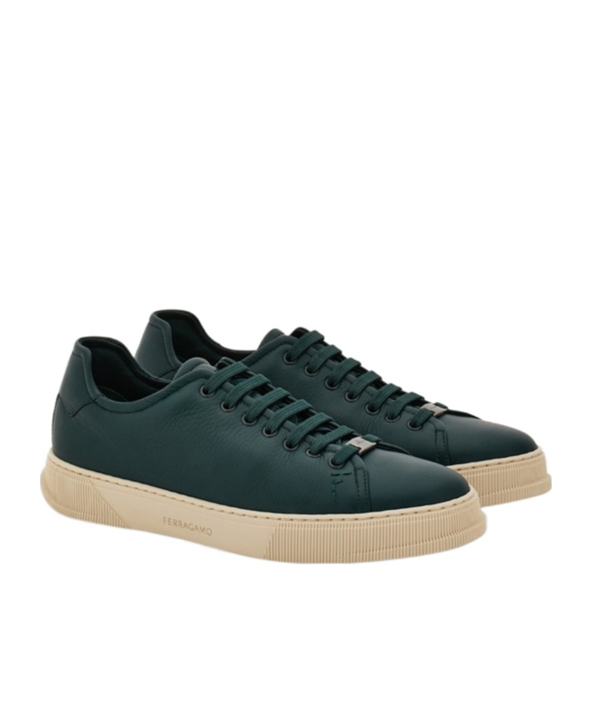 Ferragamo Elastic Lace Sneaker In Green