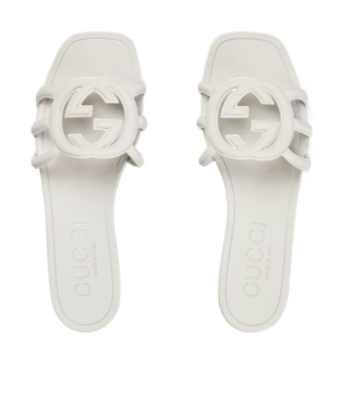 Gucci Stylish Interlocking Cut-out Sandals With 10mm Heel In White