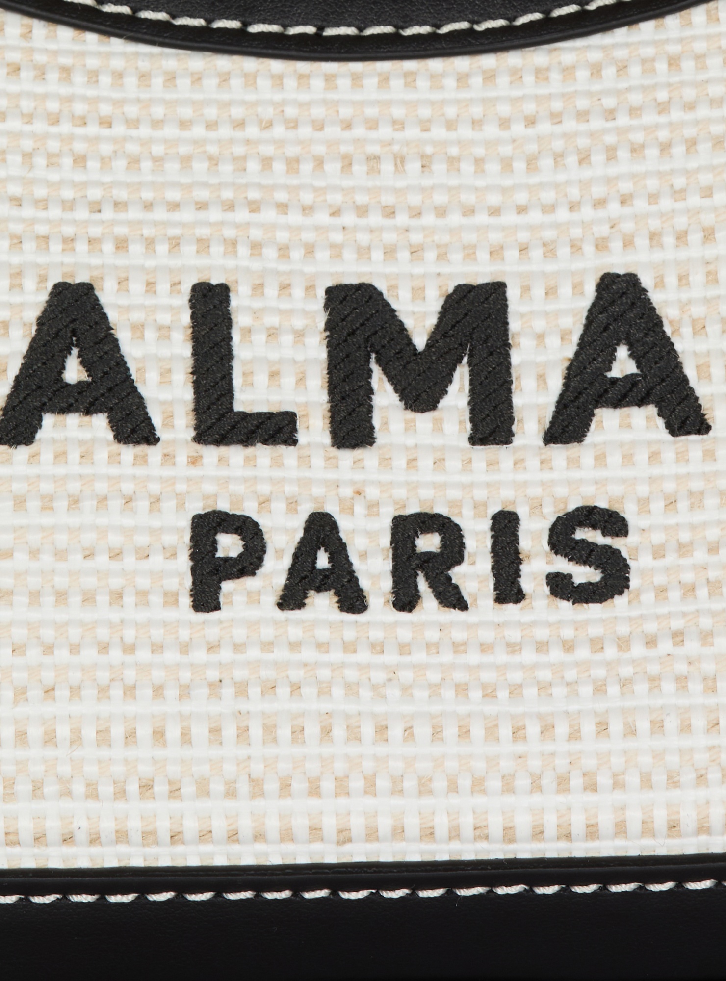Balmain B-army Shoulder Bag In Raffia And Leather In Black