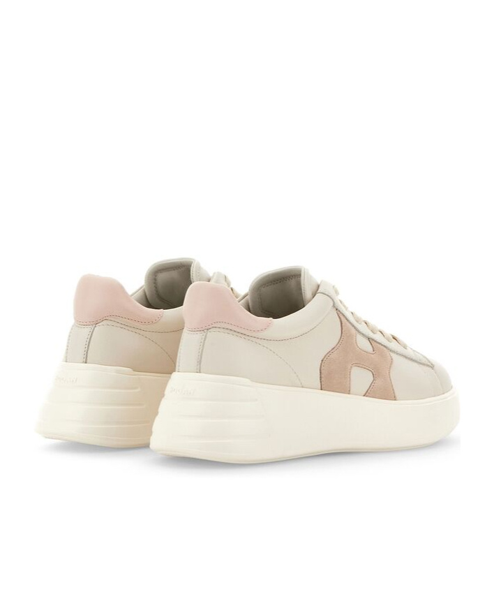 Hogan Leather Sneakers Rebel Panelled Platform Round Suede In White