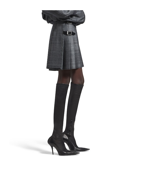 Balenciaga Women's Pleated Mini Skirt In Grey In Gray