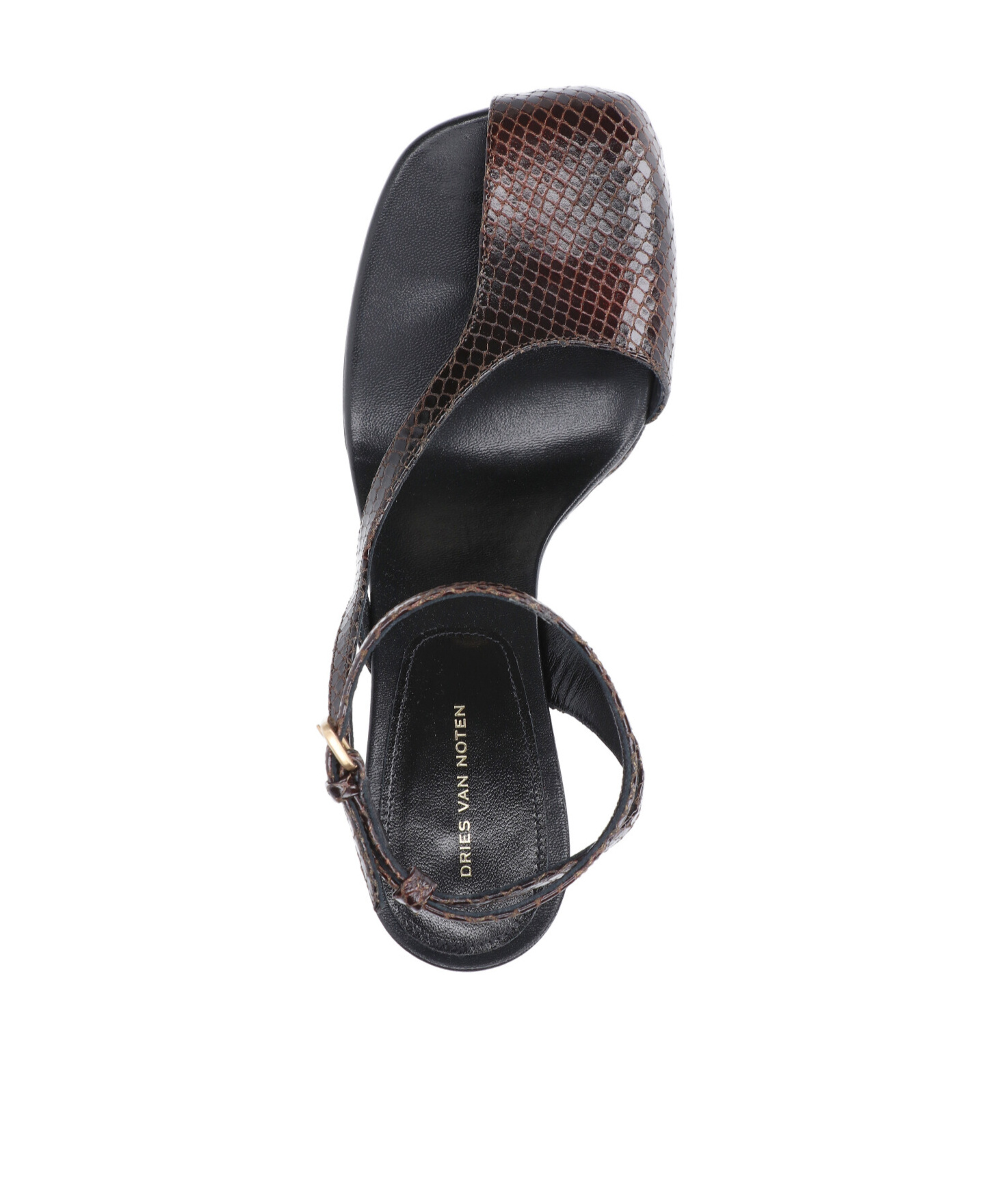 Dries Van Noten Snake-effect 75 Leather Wedge Sandals In Brown
