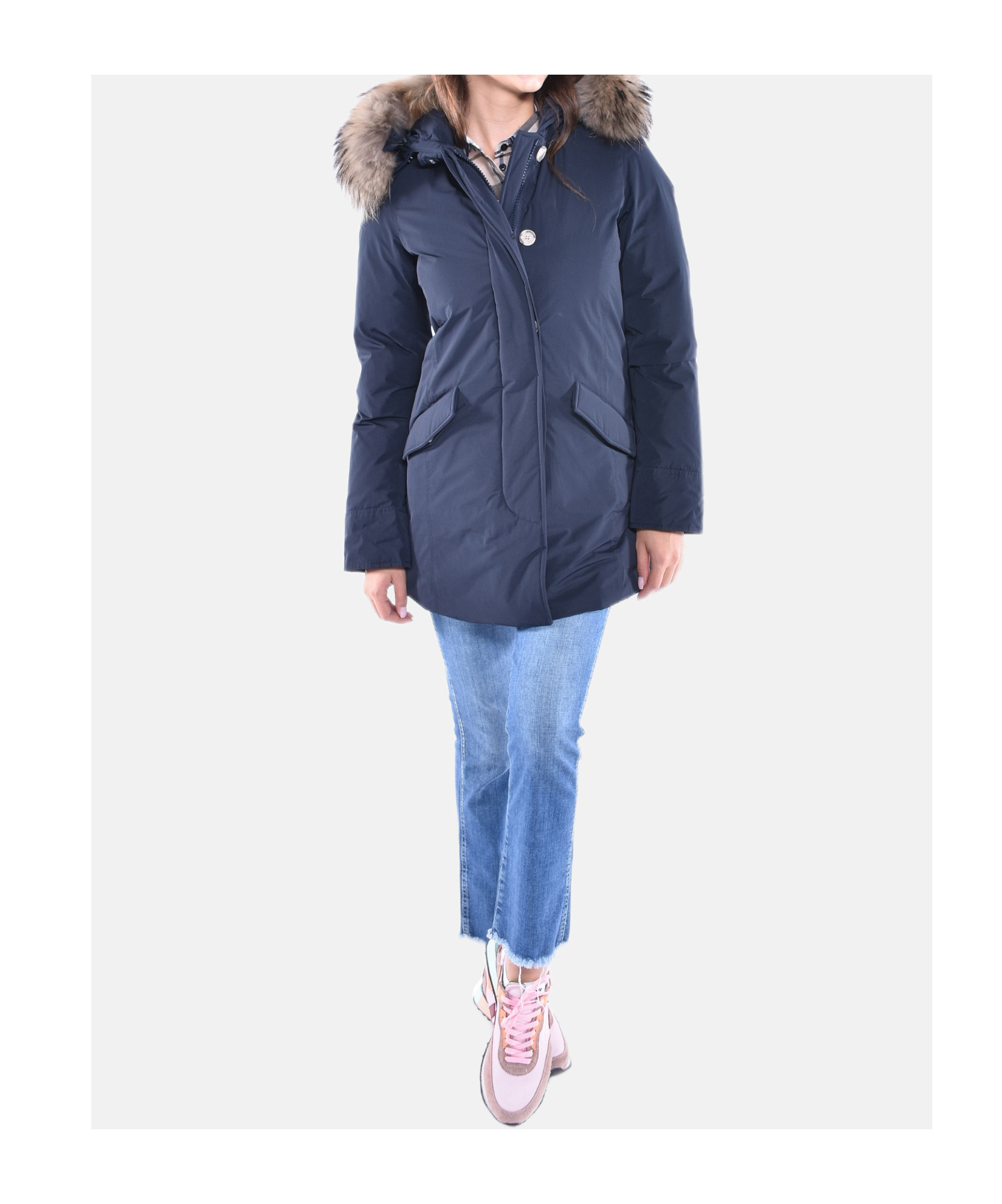 Woolrich Luxury Arctic Raccoon Parka In Blue