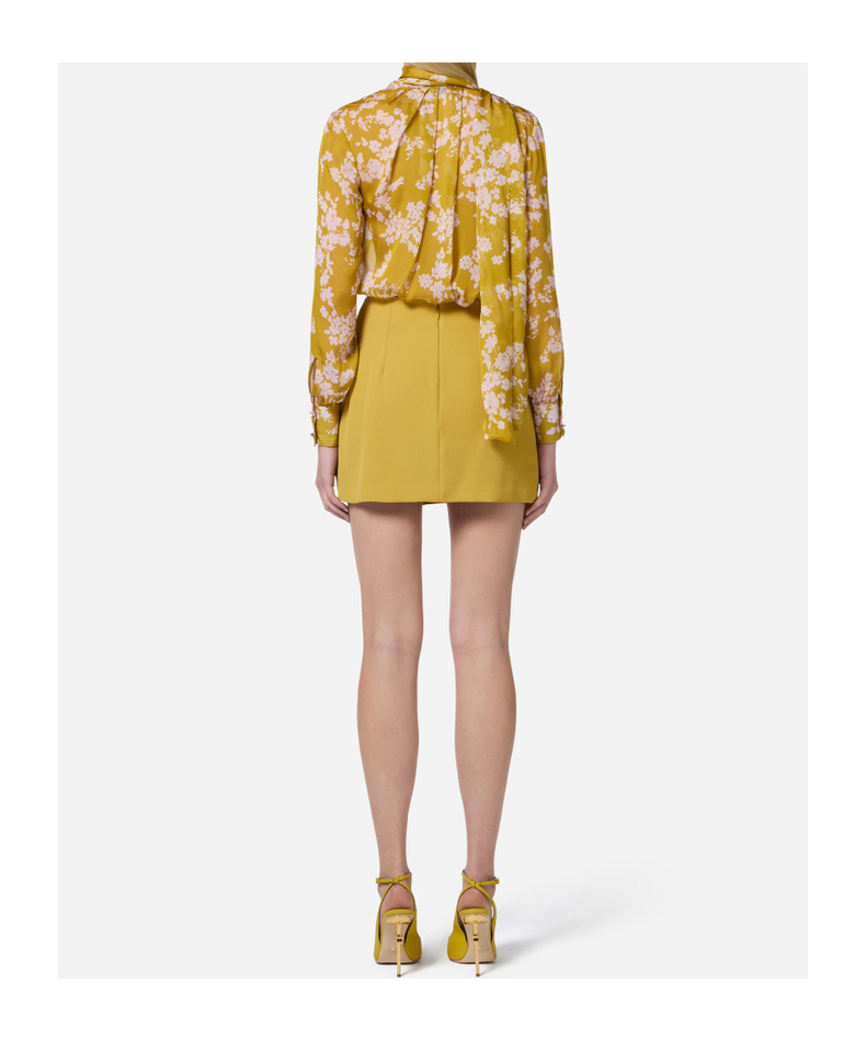 Elisabetta Franchi Tulle Printed Shirt In Nude