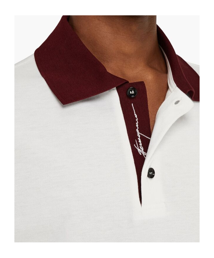 Ferragamo Color-block Short Sleeved Polo T-shirt In White