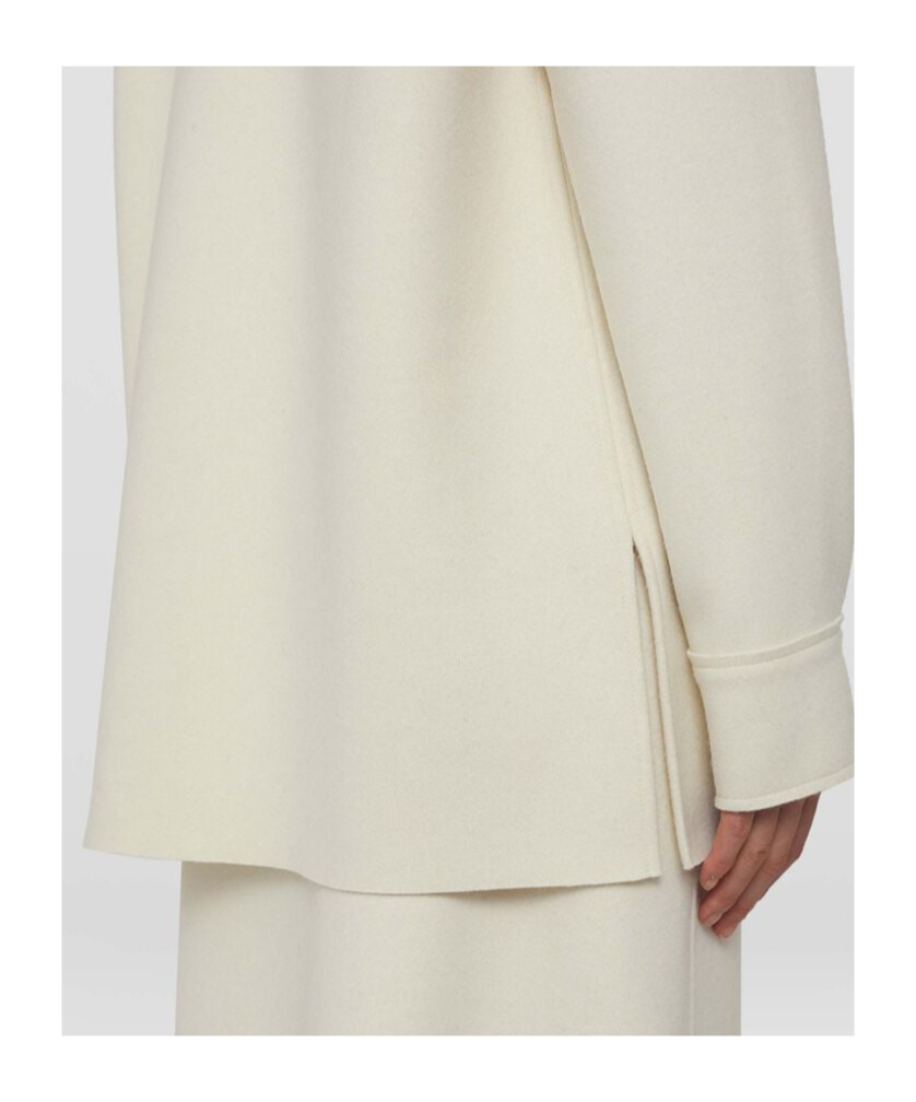 Jil Sander Long-sleeved Wool Top With High Neck In Chalk