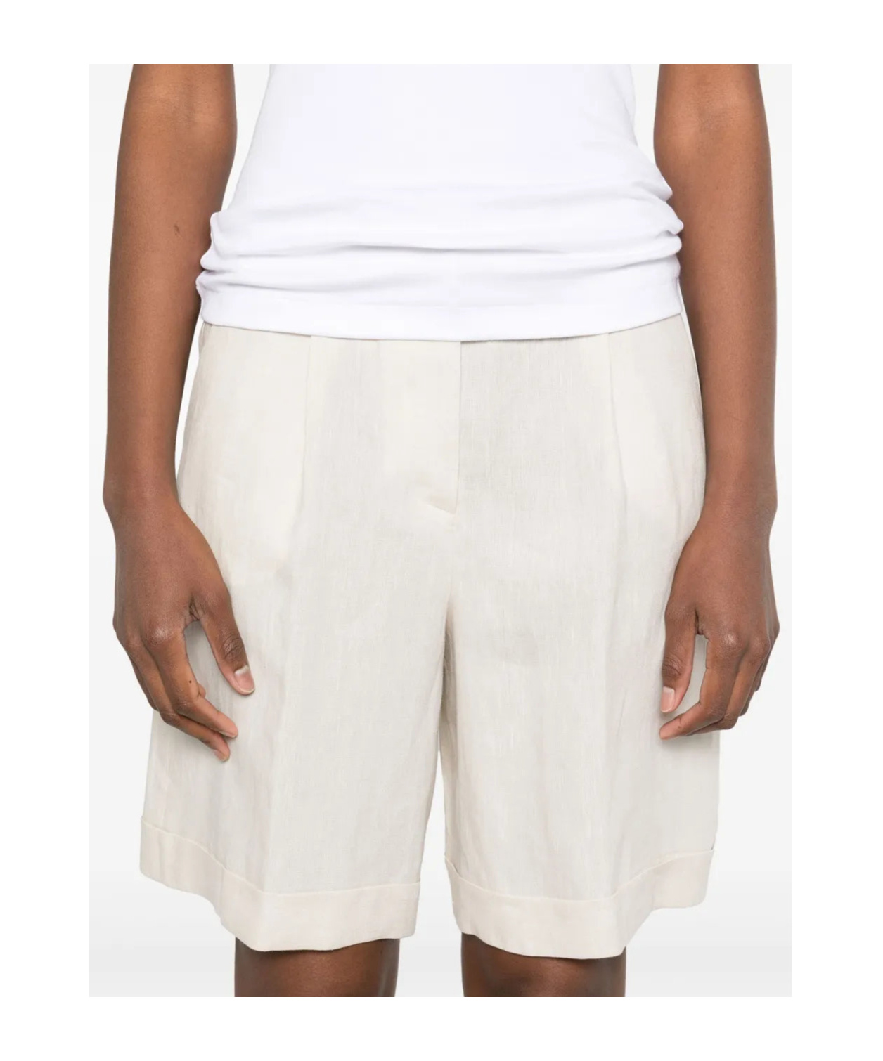 Peserico Leinen-shorts Mit Falten In White
