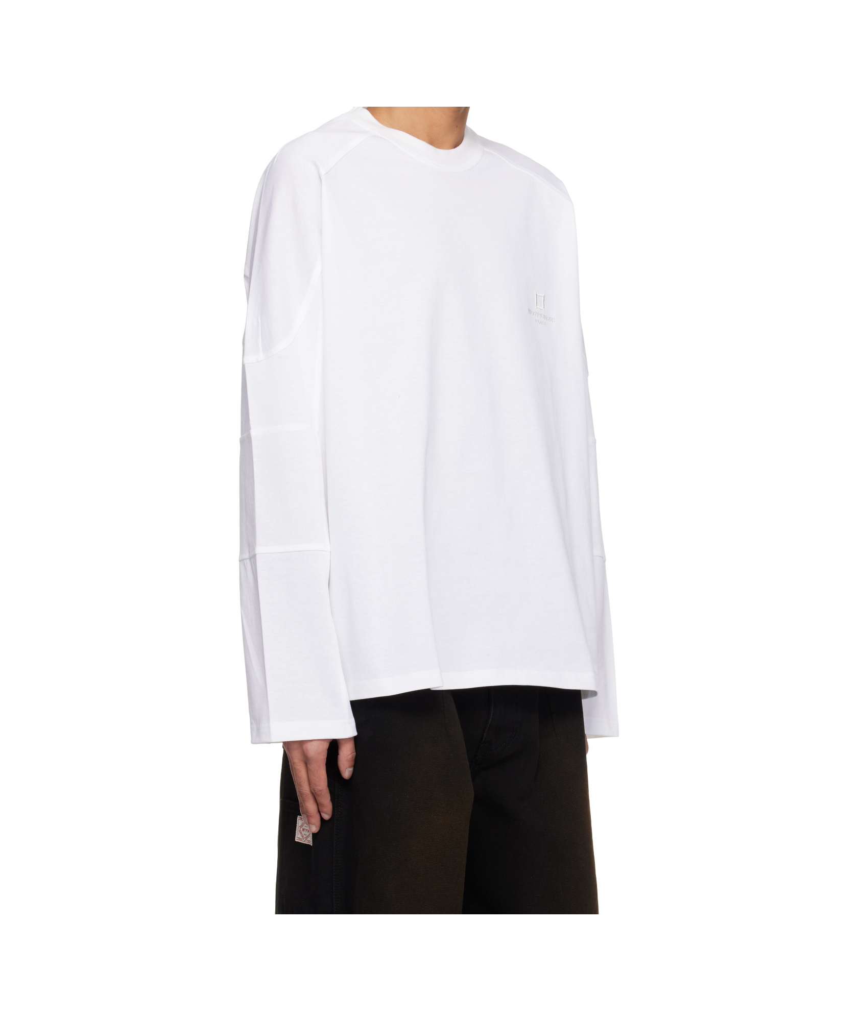 Wooyoungmi White Shoulder Cut Long Sleeve T-shirt In White