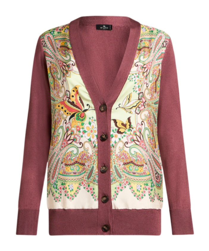 Etro Plum Cotton Blend Cardigan