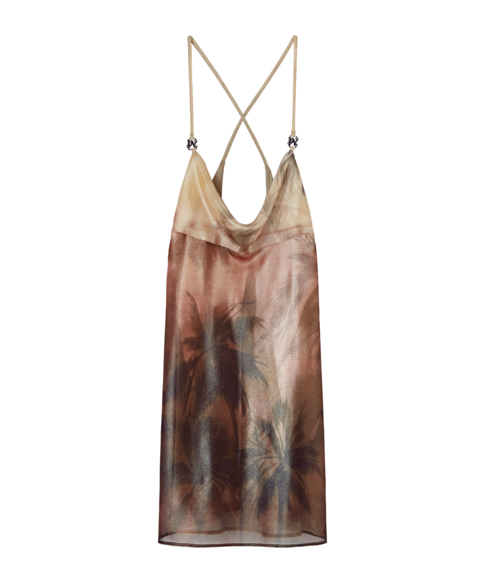 Palm Angels Sunset Palms Mini Dress In Neutral