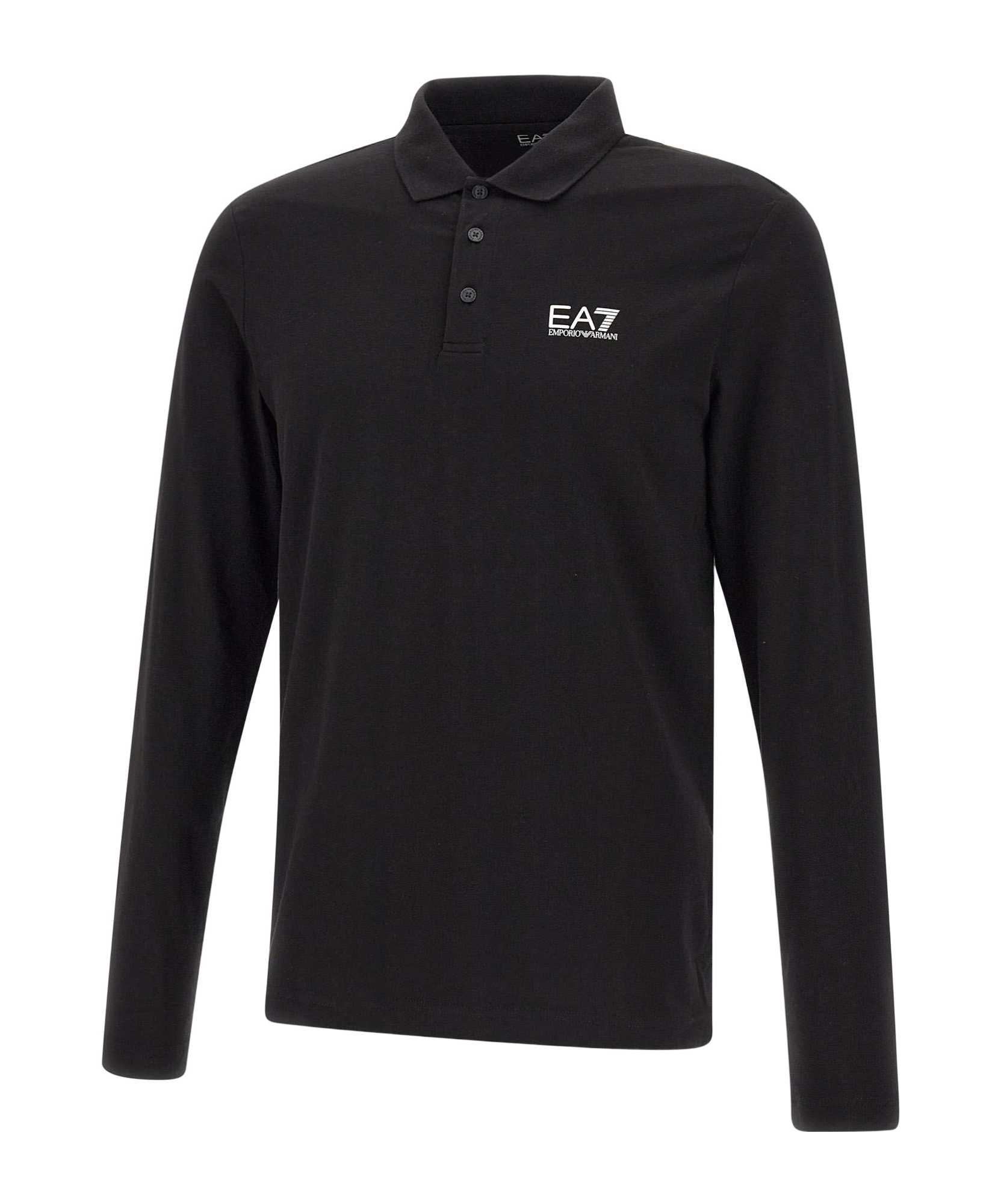 Ea7 Rubberised-logo Polo Shirt In Black