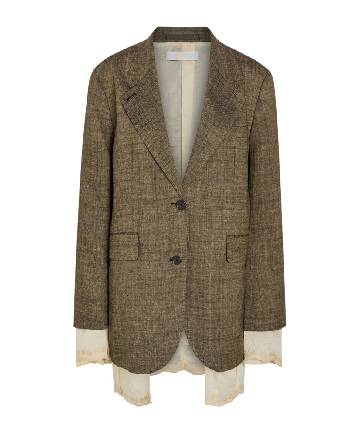 Our Legacy Layered Linen And Silk-blend Blazer In Brown