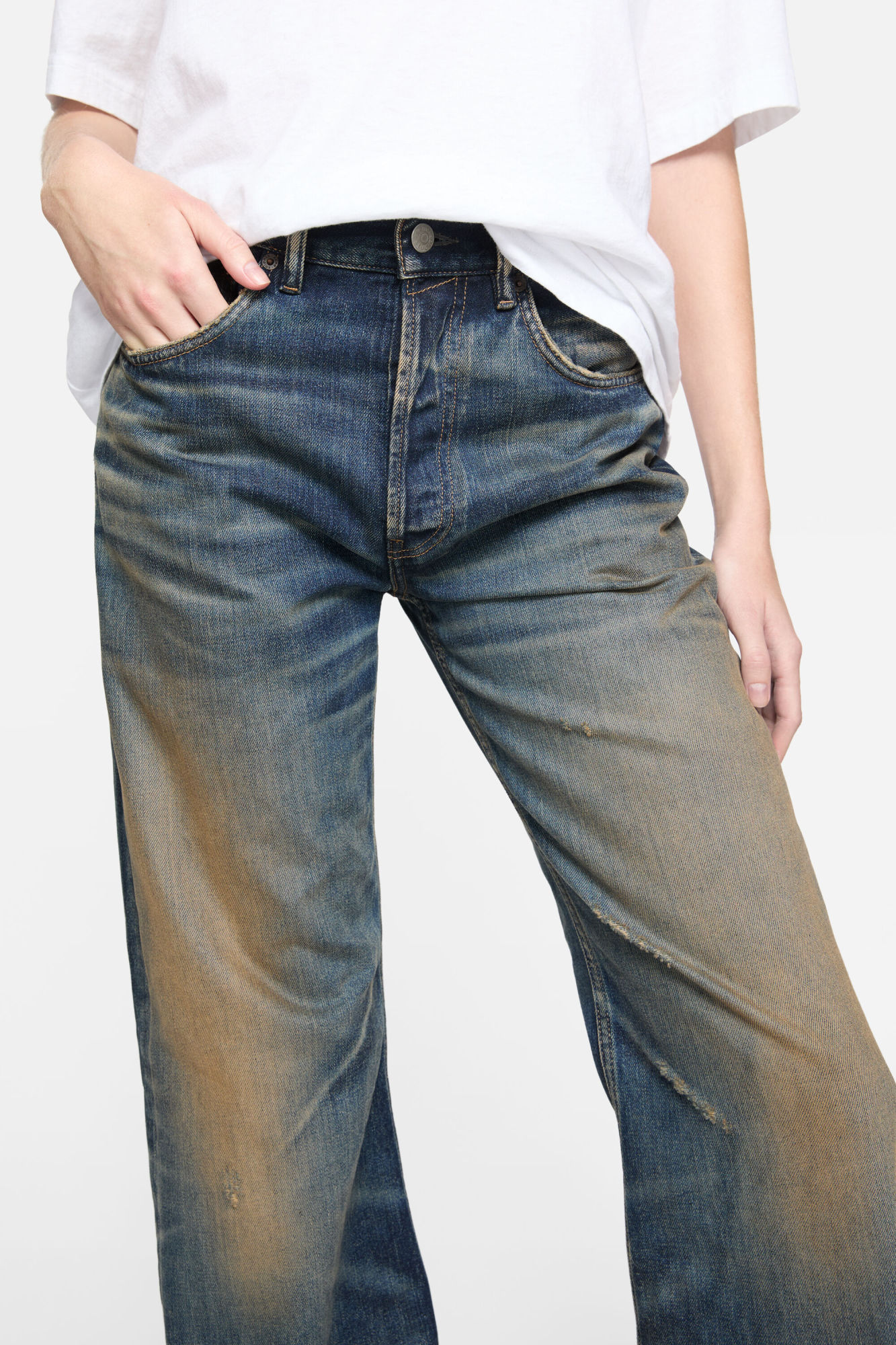 Acne Studios Womens Dark Blue 2023 Wide-leg Denim Jeans In Blue