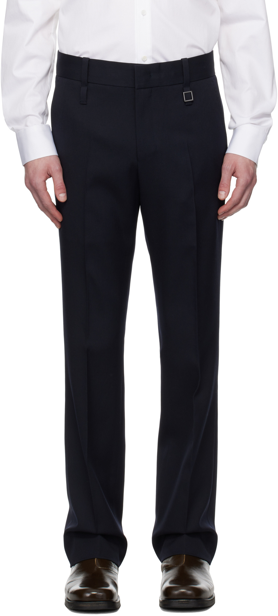 Wooyoungmi Navy Slim Straight Trousers In Black