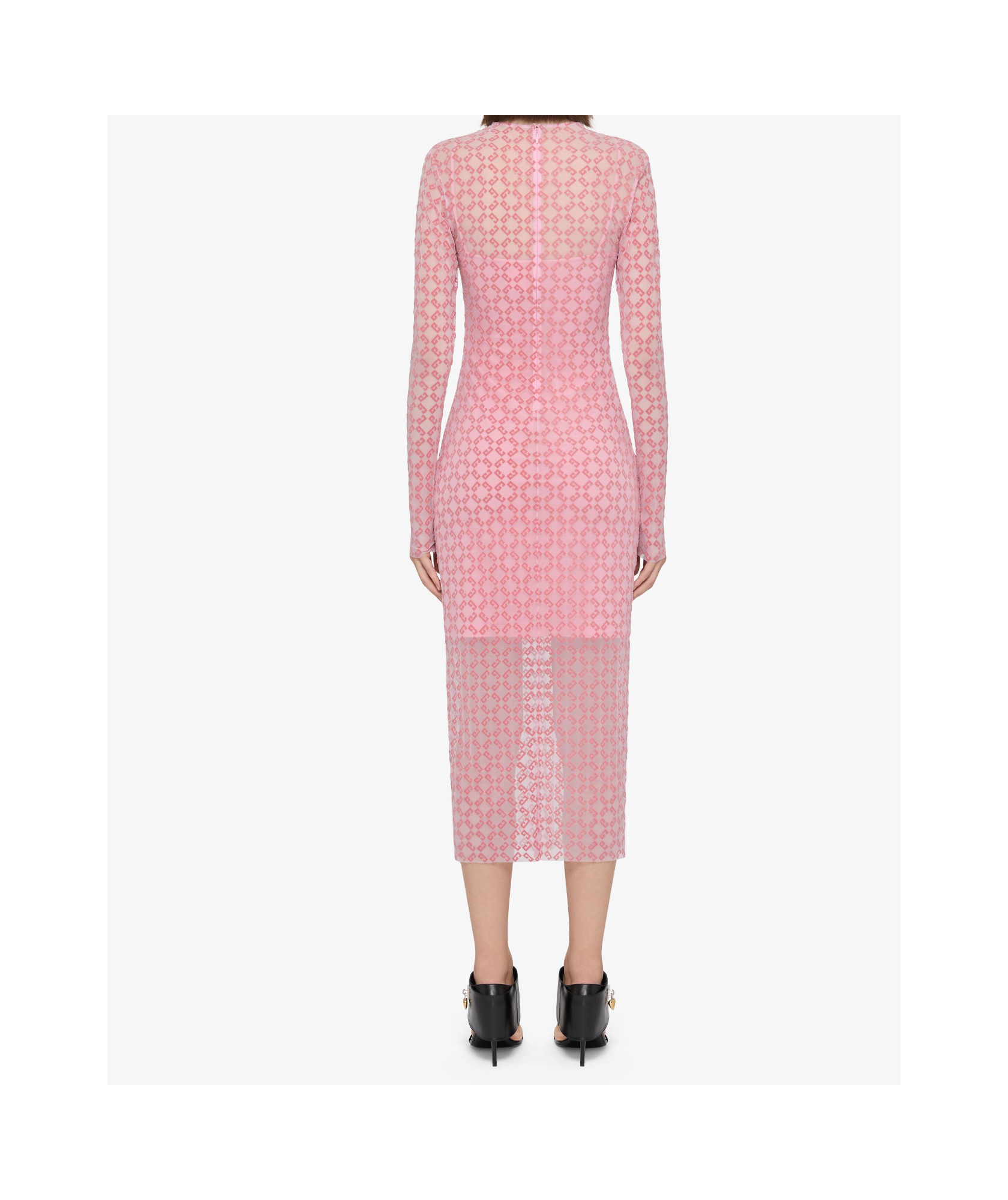 Givenchy Dress In Monogram 72 Tulle In Skin Rose
