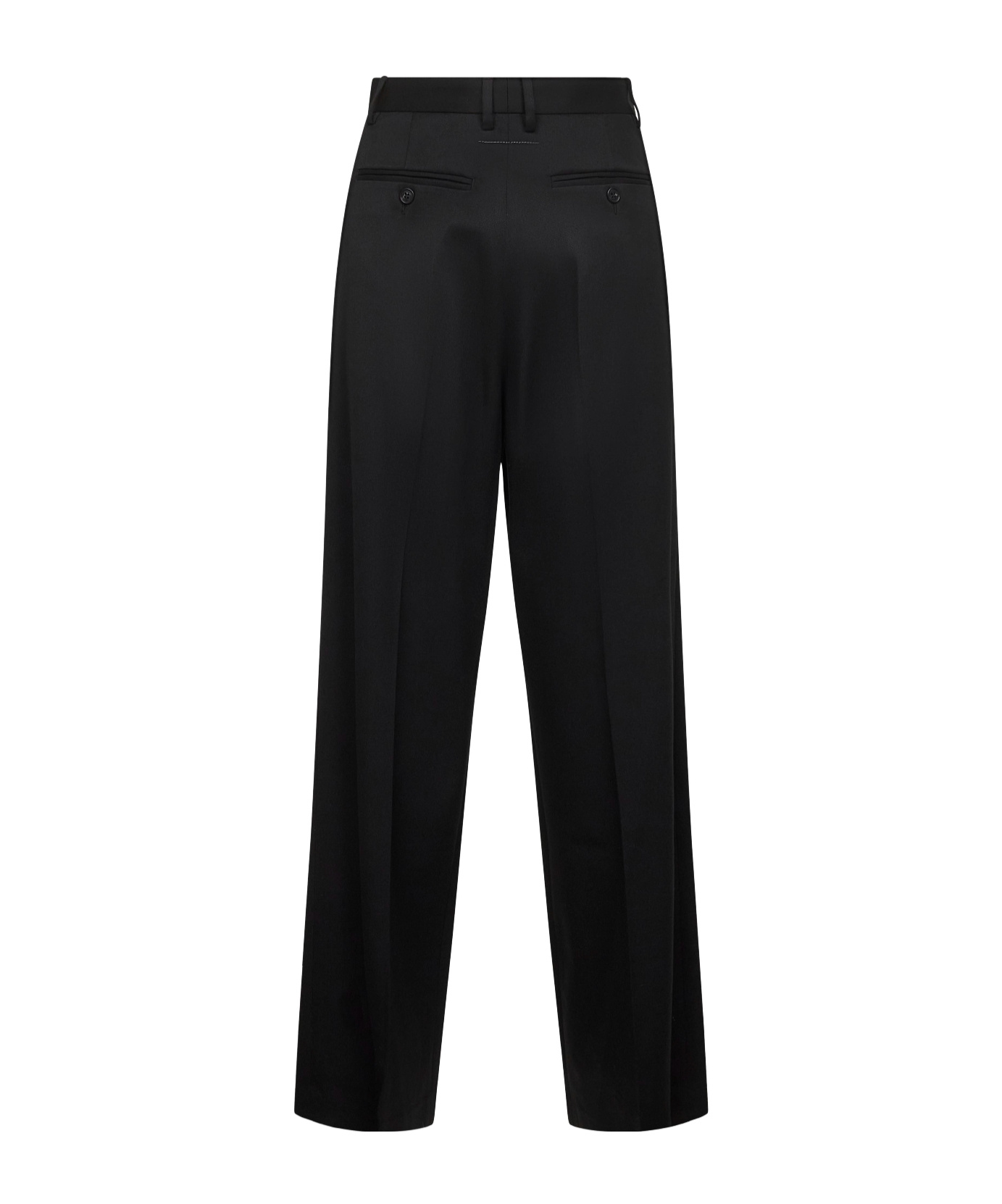 Mm6 Maison Margiela Black Virgin Wool Blend Straight Trousers In Black