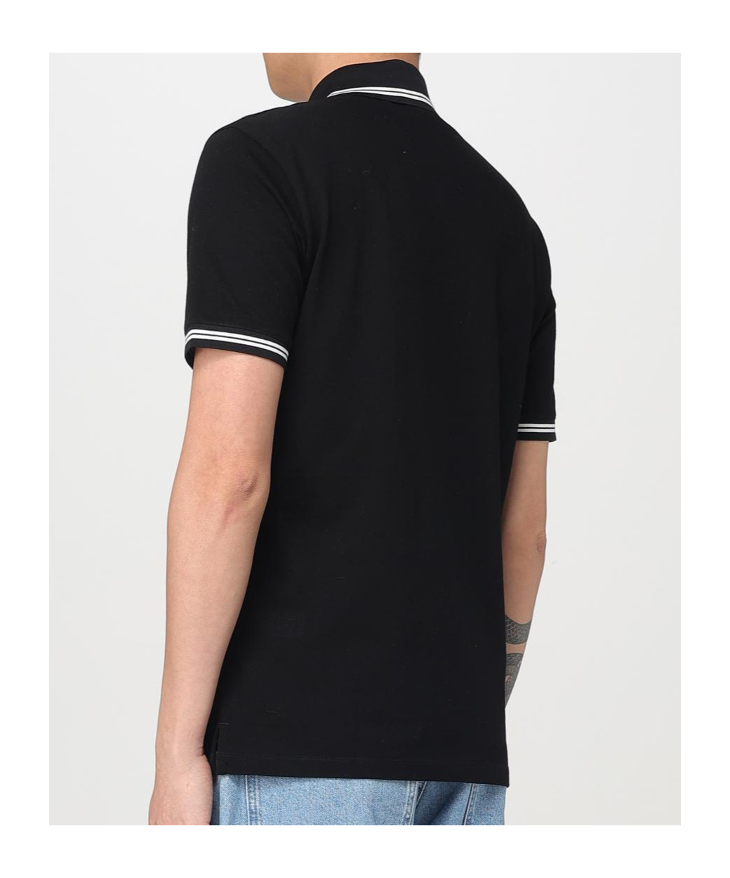 Emporio Armani Classic Piqué Polo Shirt With Polished Collar In Black