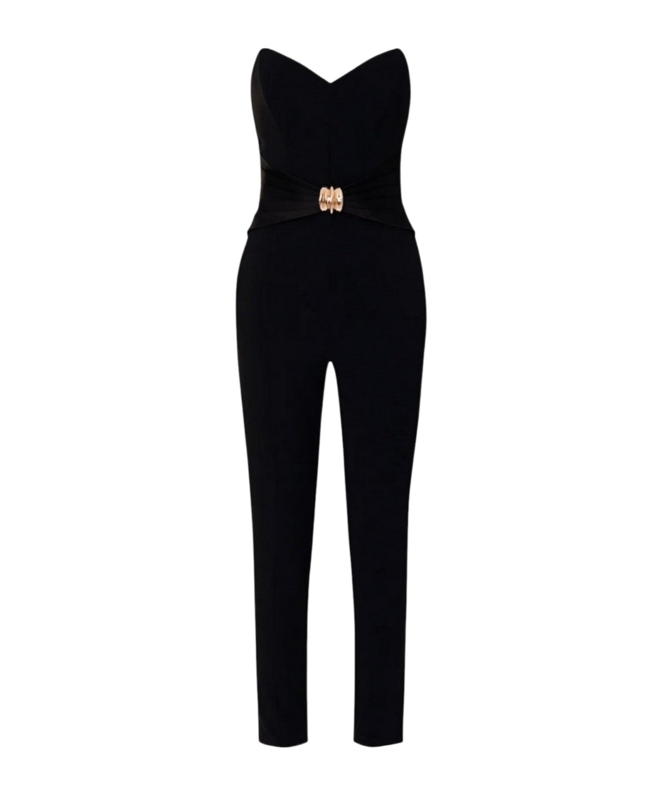 Elisabetta Franchi Strapless Jumpsuit With Waist Belt In Black