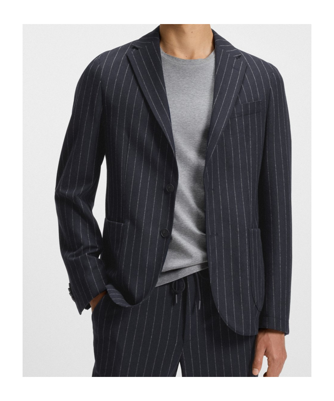 Hugo Boss Flannel Striped Blazer In Blue