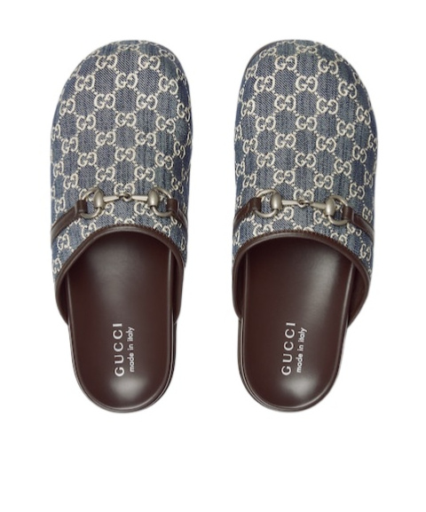 Gucci Horse Title Buckle Muller Shoes In Gray