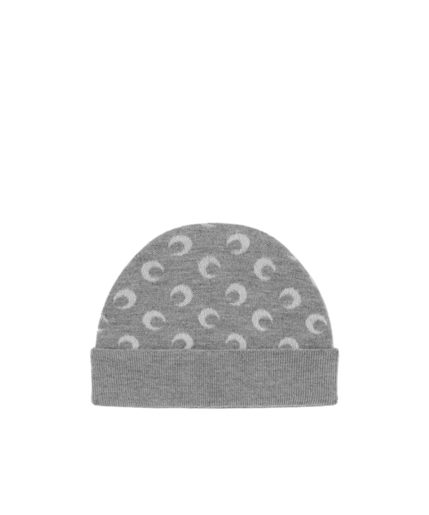 Marine Serre Moon Jacquard Knit Beanie In Gray
