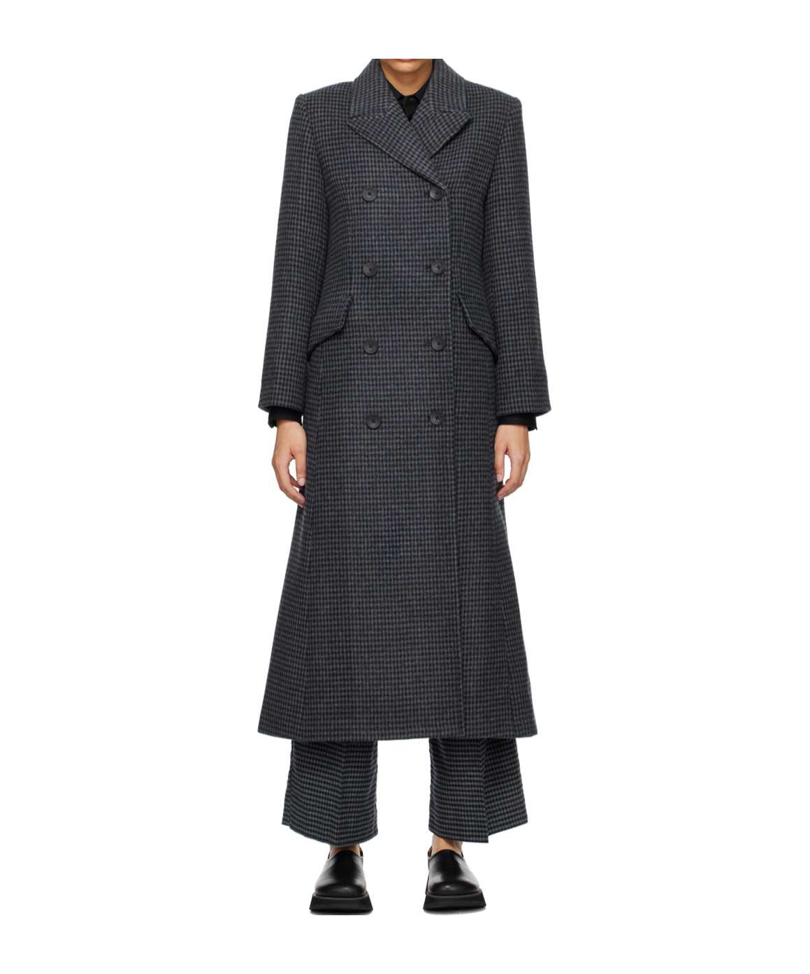 Shop By Malene Birger Gardeniia Checked Long Coat In Black