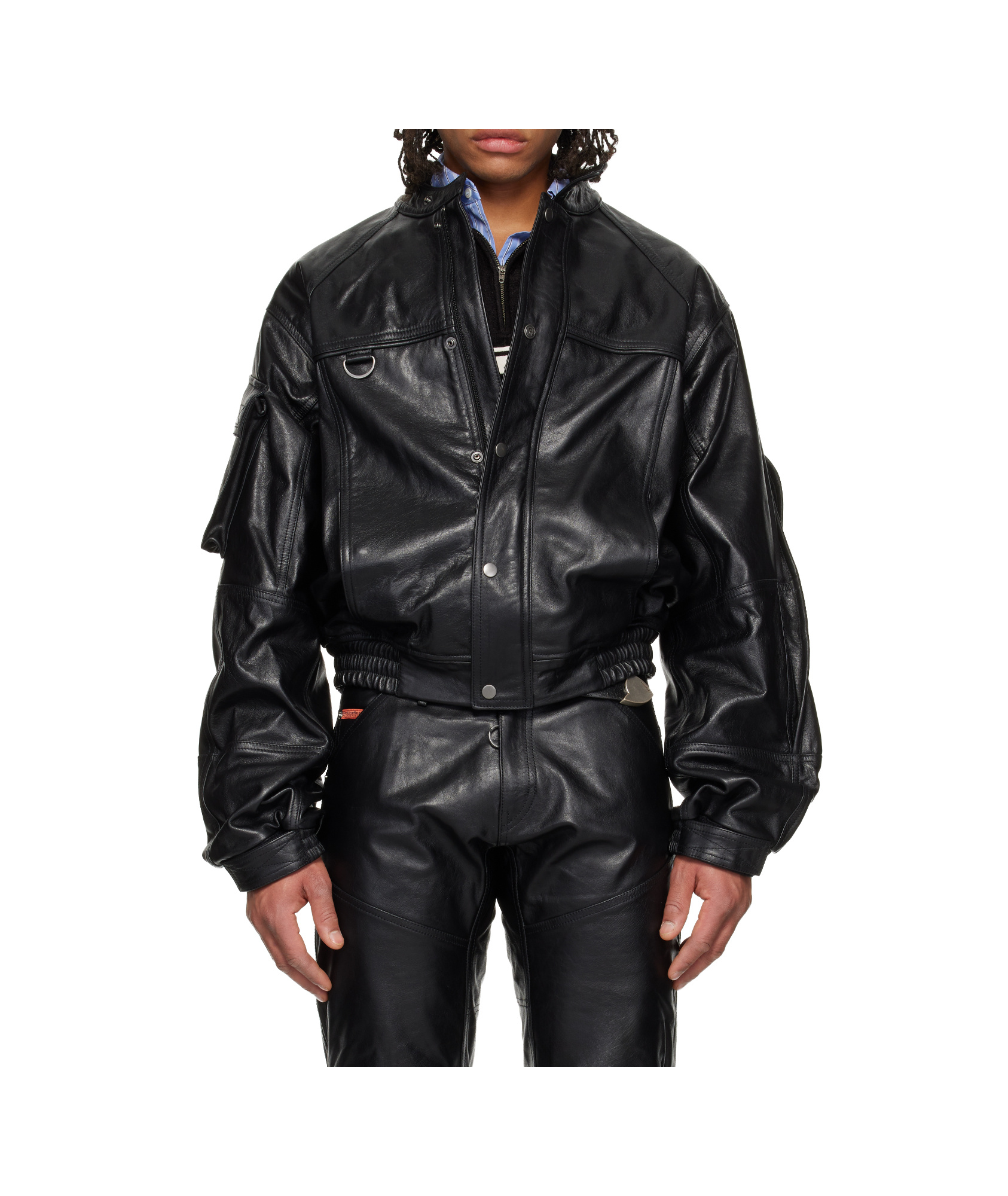 Martine Rose Black Bumbag Leather Jacket