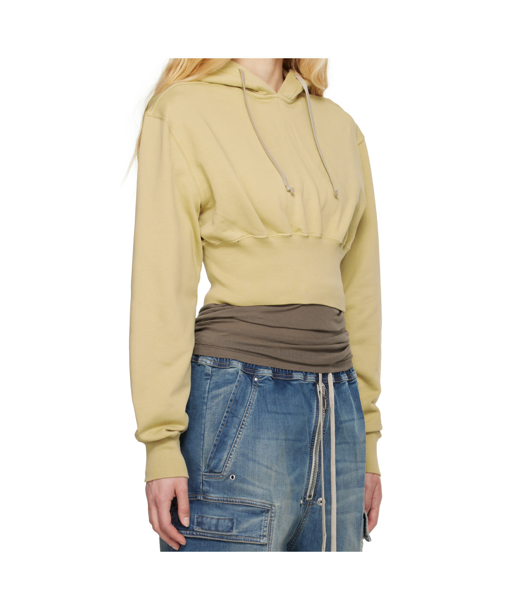Rick Owens Drkshdw Beige Hollywood Tatlin Hoodie In Nude
