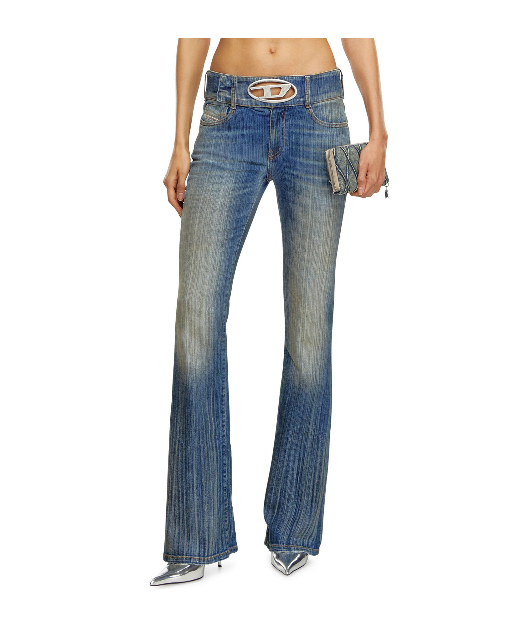 Diesel D-propol 0cbcx Mid-rise Flared Jeans In Blue