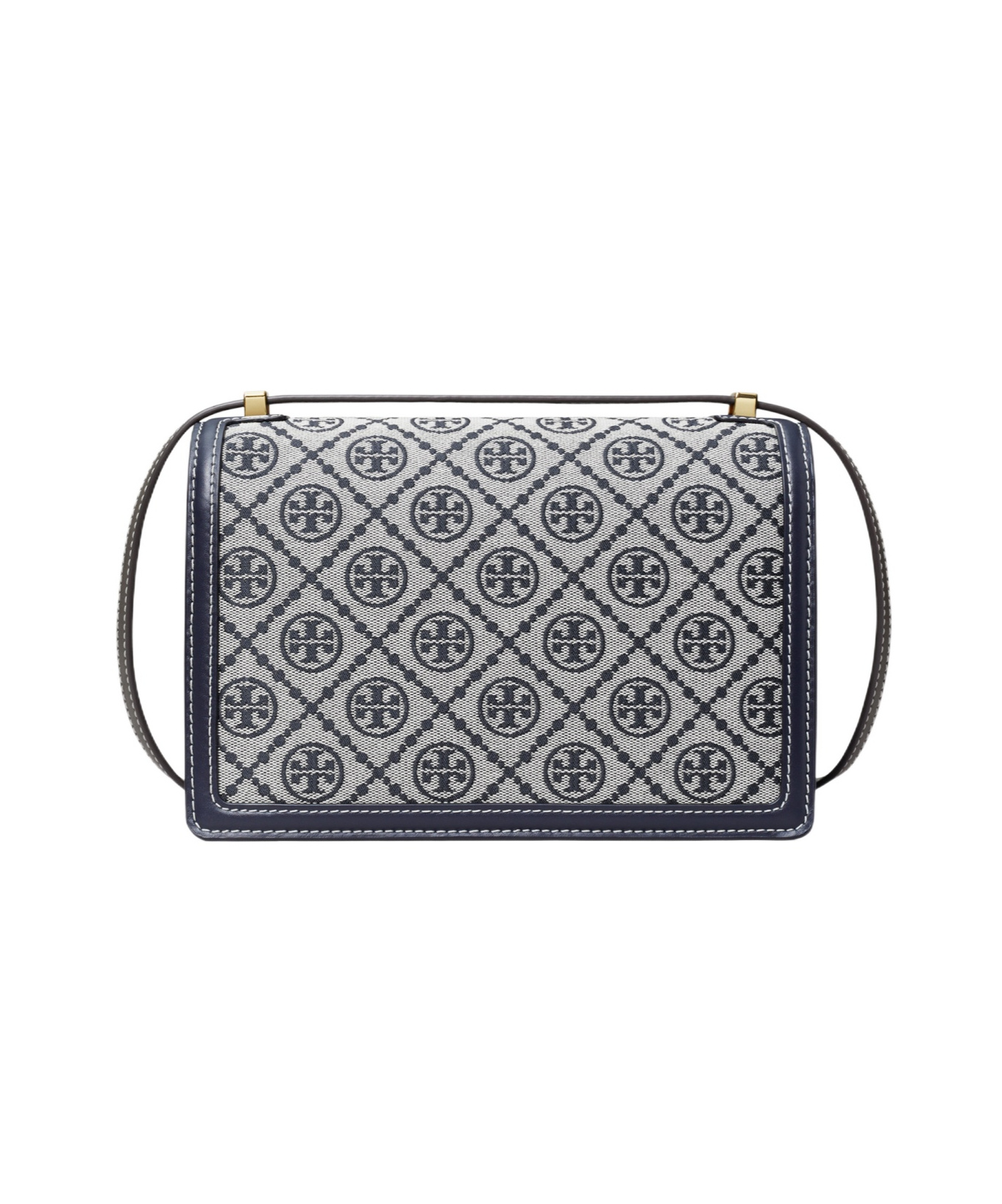 Tory Burch T Monogram Flap Canvas Shoulder Bag In Gray