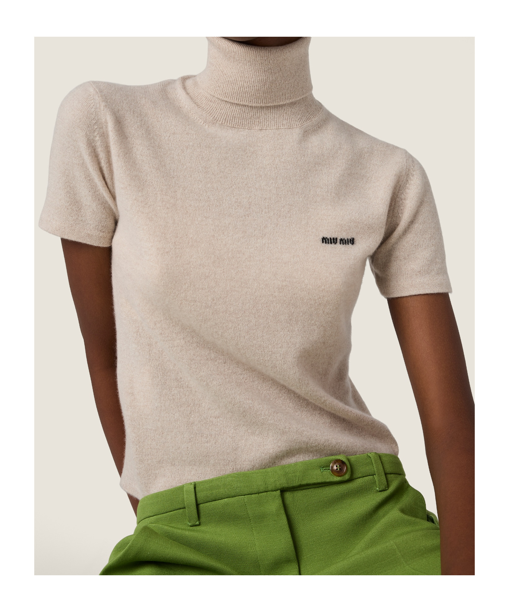 Miu Miu Cashmere Turtleneck Sweater In Neutral