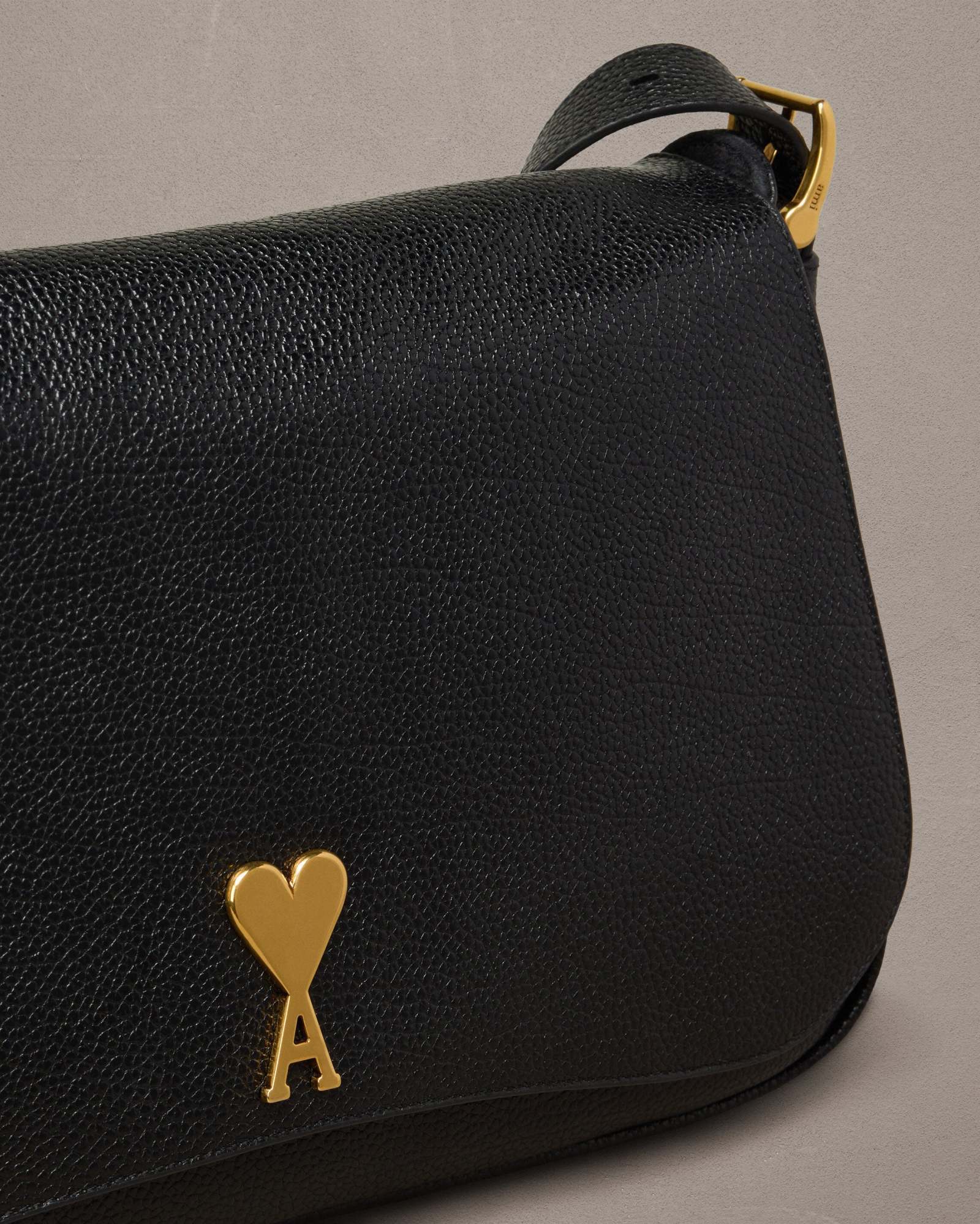 Shop Ami Alexandre Mattiussi Paname Shoulder Bag In Black