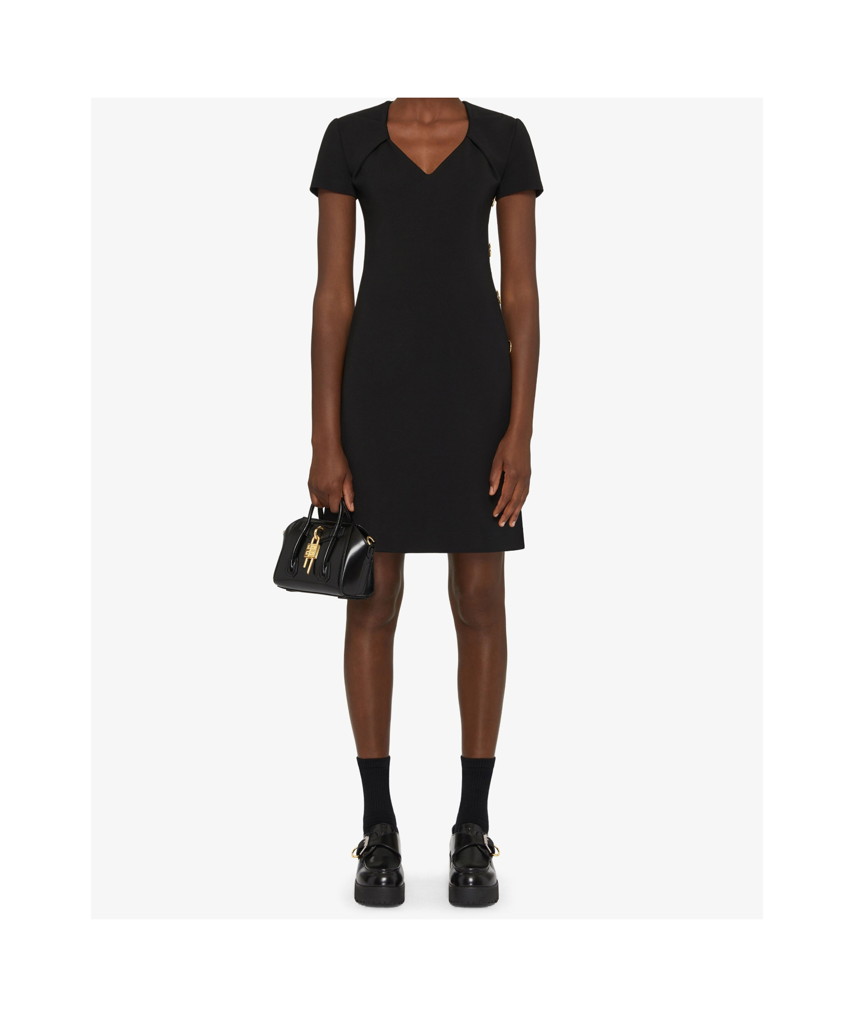 Givenchy Robe En Punto Milano À Boutons In Black
