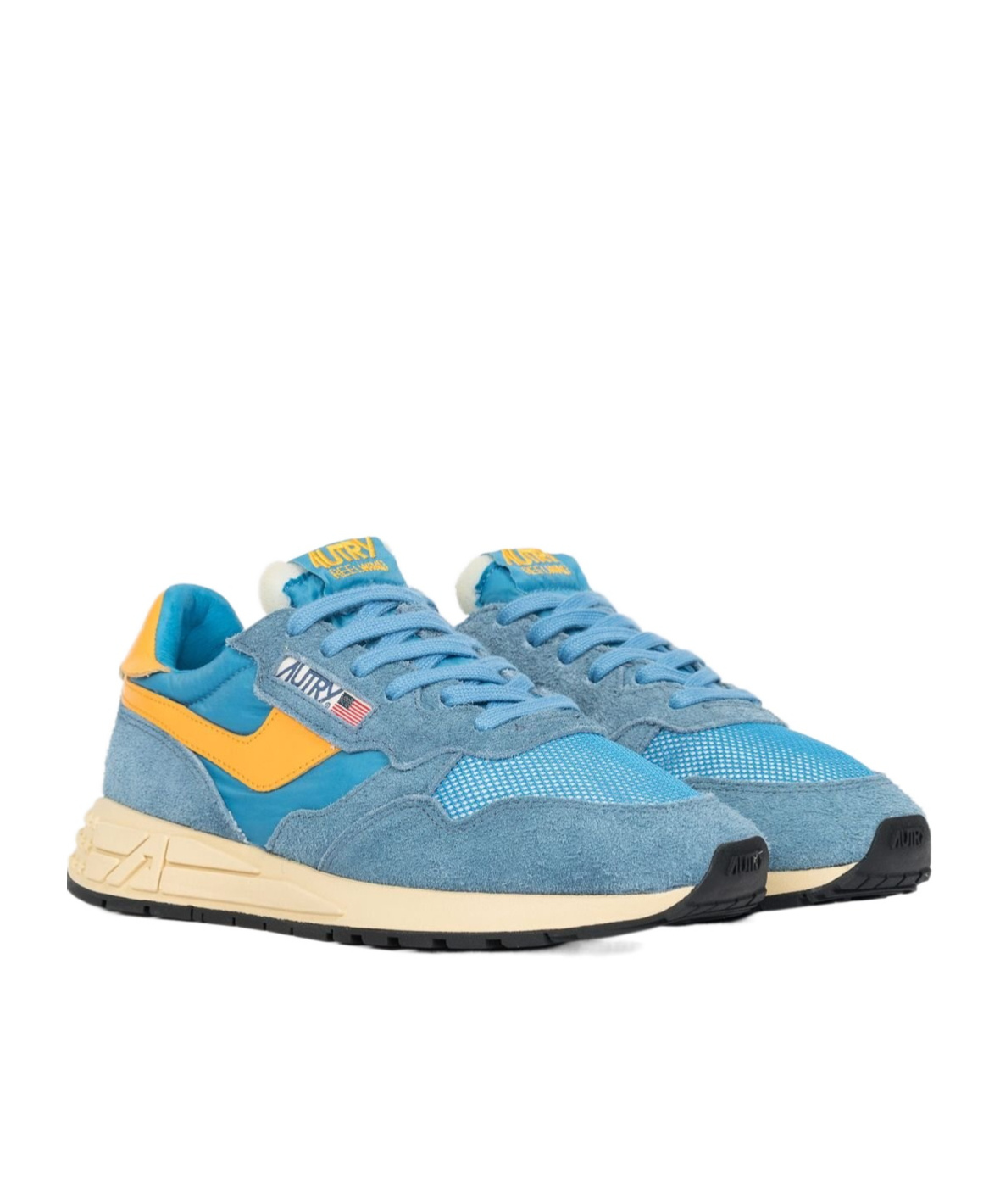 Autry Reelwind Nylon And Suede Low-profile Sneakers In Blue